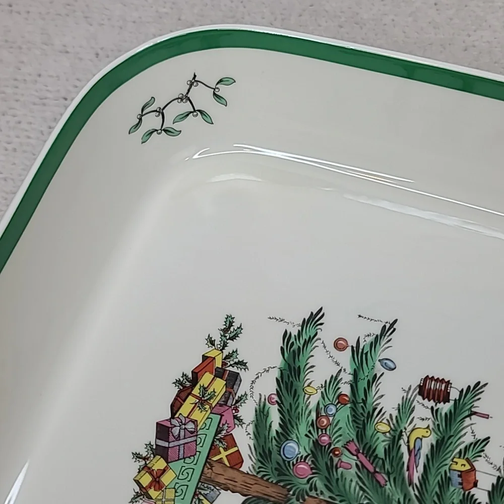 Spode Christmas Tree Classic Vintage Collectible Ceramic Square Buffet Dish